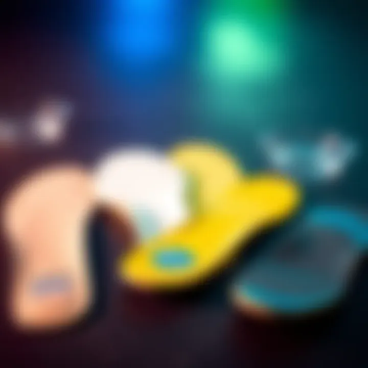 Types of Skate Insoles Comparison Comparison of various skate insole types laid out on a surface