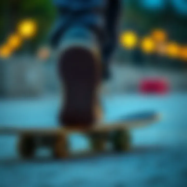 Skateboarding with Specialized Insoles Close-up of a skateboarder’s foot with specialized insoles in action