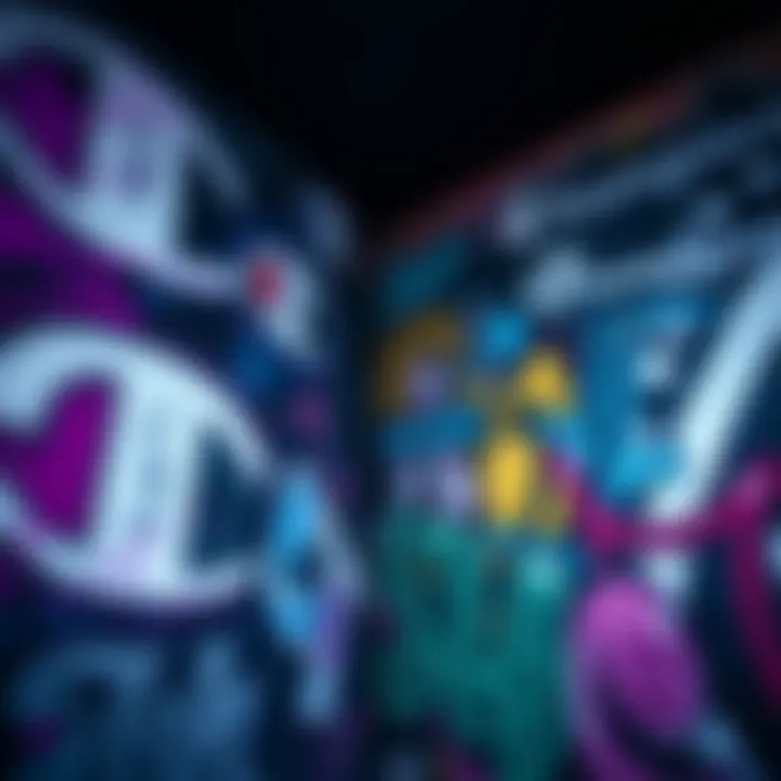 Graffiti art featuring champion wear brand logos, illustrating cultural connection.