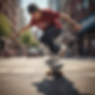 Profile of a local skater performing a trick