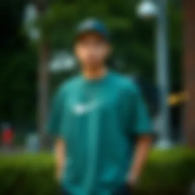 Stylish arrangement of the dark green Nike crew neck in a casual outfit