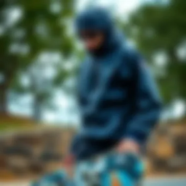 Windbreaker jacket in an outdoor active setting