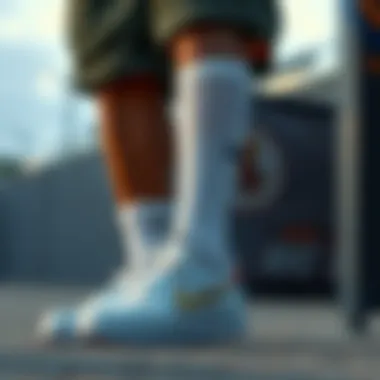 Fashionable outfit featuring white Nike tube socks