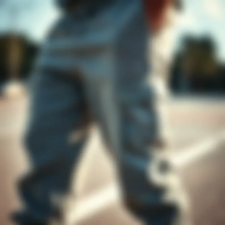 Functionality Highlight: Pockets in Gray Cargo Sweatpants Close-up of gray cargo sweatpants showcasing functional pockets