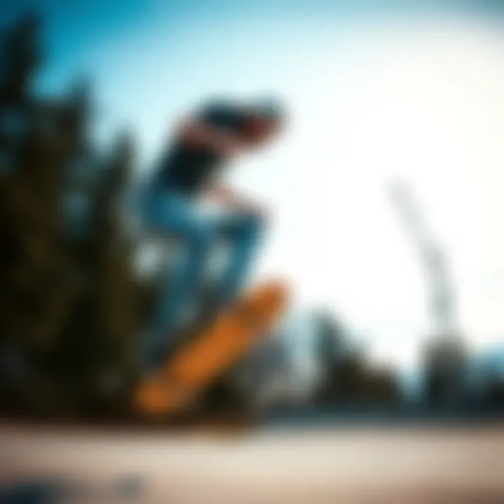 Performance Focus: Gray Cargo Sweatpants in Action Skater performing a trick while wearing gray cargo sweatpants