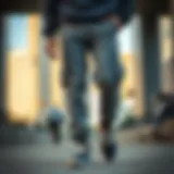 Stylish gray cargo sweatpants in an urban skate setting