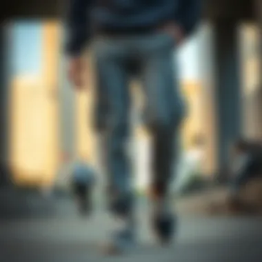 Urban Style: Gray Cargo Sweatpants in Skate Culture Stylish gray cargo sweatpants in an urban skate setting