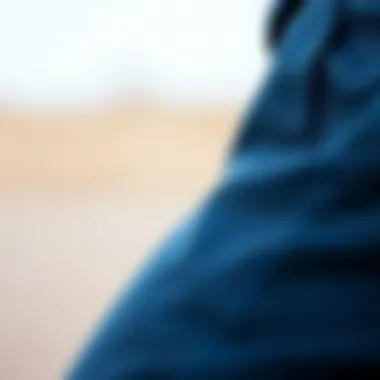 Close-up of durable fabric used in navy blue Dickies pants