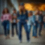 Stylish navy blue Dickies pants displayed with various outfits