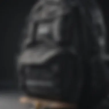 Detailed Look at Functional Features of a Black Backpack Close-up of a black backpack showcasing its features