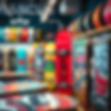 A collection of antihero boards displayed in a vibrant skate shop