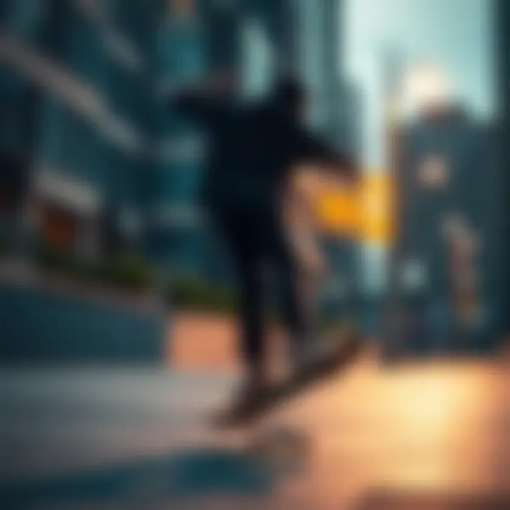 A skateboarder performing a trick on an antihero board in an urban setting