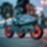 Sleek Design of Three-Wheel Inline Skates Three-wheel inline skates showcasing their sleek design.