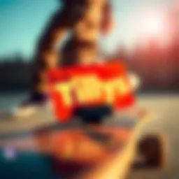 Showcasing Tillys e-gift card on a skateboard