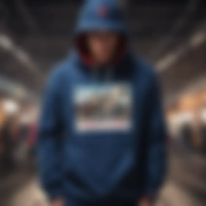 Close-up of the unique design features of the Tommy hoodie.