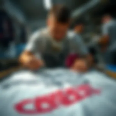 Artistic representation of a drawing being transferred onto fabric