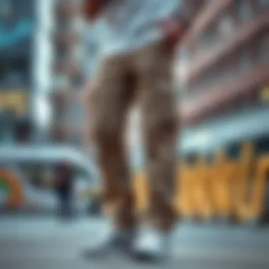 Modern cargo pants in urban setting