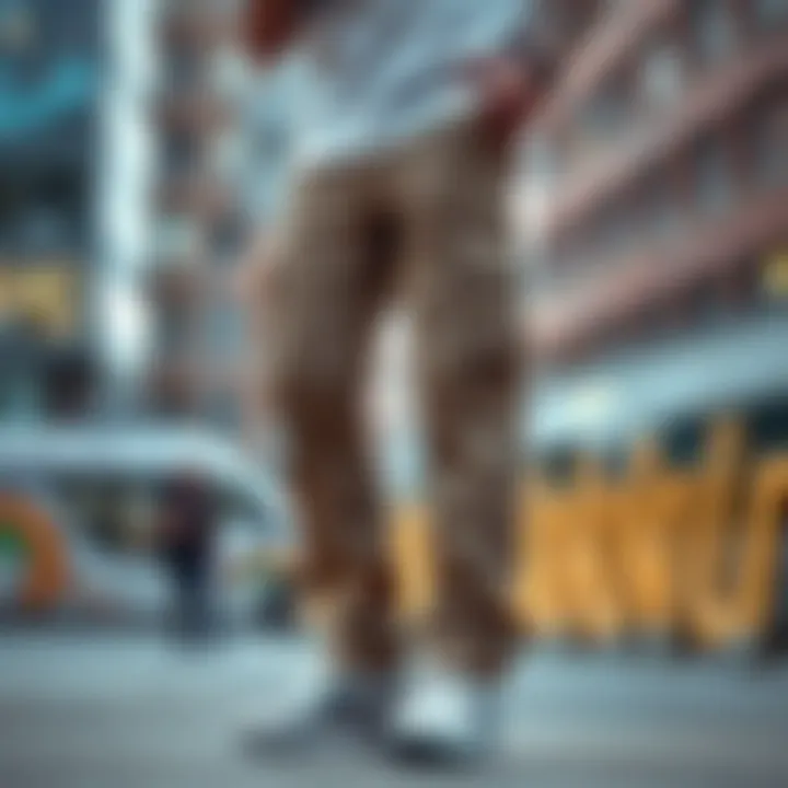 Modern cargo pants in urban setting