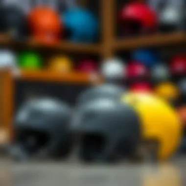 Different sizes of Triple 8 helmets displayed