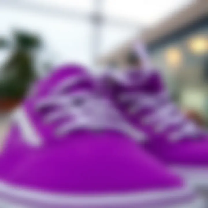 Design Features of Purple Vans Close-up of purple Vans showcasing their design details