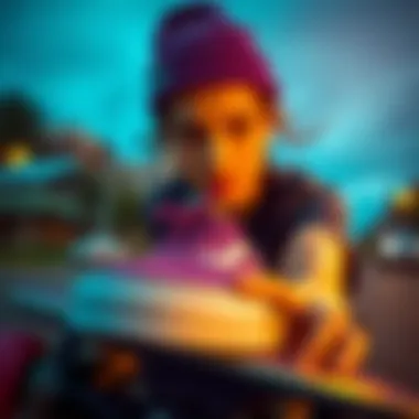 Expressing Individuality through Purple Vans Female skater expressing individuality with purple Vans