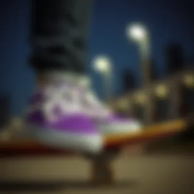 Stylish Purple Vans in Action Stylish purple Vans on a skateboard