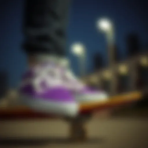 Stylish Purple Vans in Action Stylish purple Vans on a skateboard