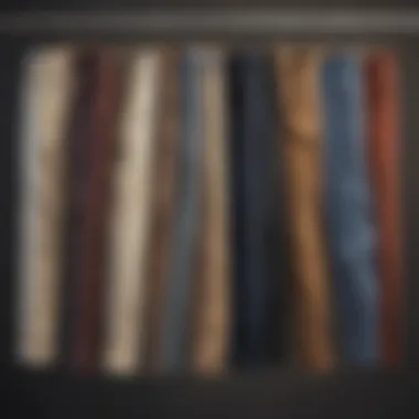 Diverse Styles of Chino Pants A collection of various styles of chino pants displayed on hangers
