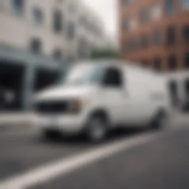 Urban Sleekness of White Vans A sleek white van parked in an urban environment