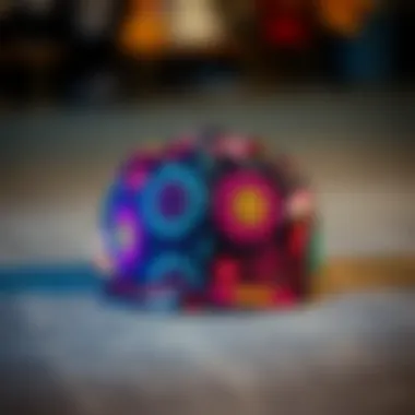 Vibrant Patterned Fitted Hat A stylish fitted hat adorned with vibrant patterns