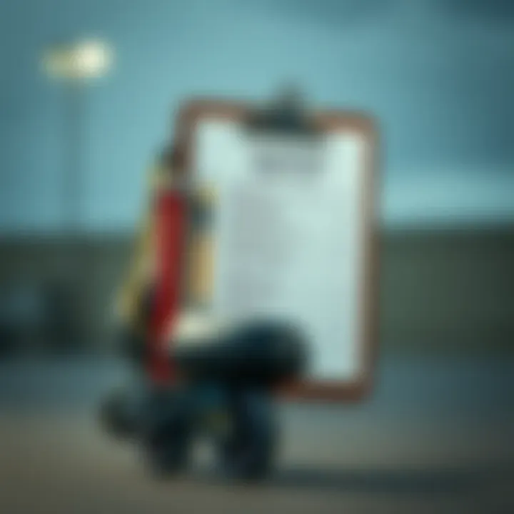 Maintenance checklist for inline skates on a clipboard.