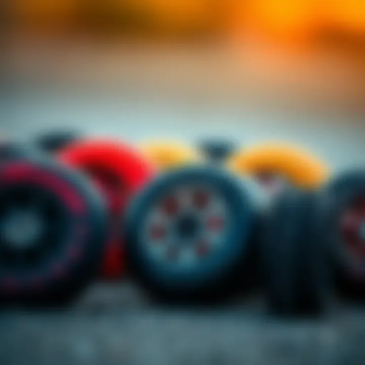 A variety of inline skate wheels showcasing compatibility.