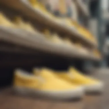 Diversity of Designs in Light Yellow Vans Footwear Various styles of Vans shoes with light yellow color palette