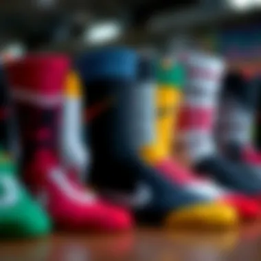 A diverse collection of Nike socks showcasing various styles and colors