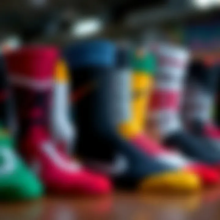 A diverse collection of Nike socks showcasing various styles and colors