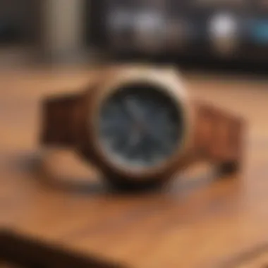 A Nixon watch on a wooden surface, highlighting its durability and style.