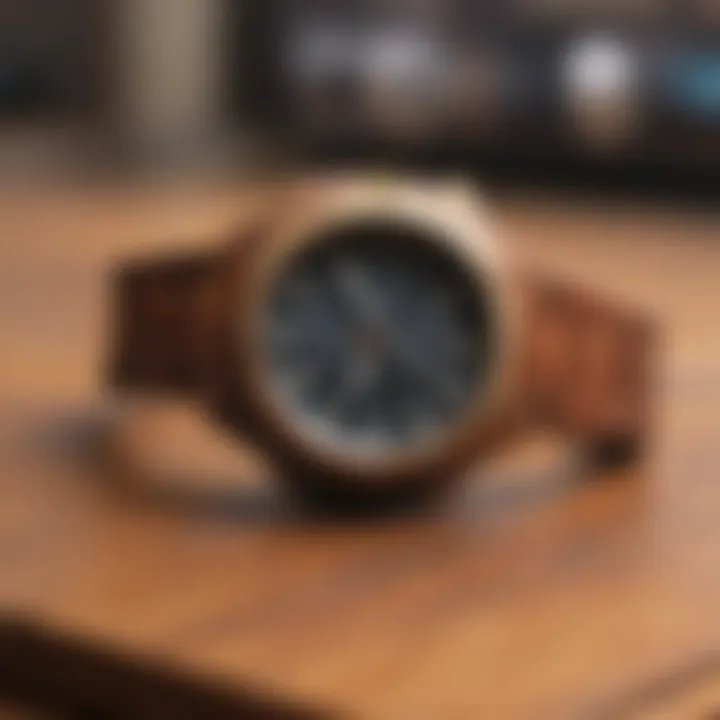 A Nixon watch on a wooden surface, highlighting its durability and style.