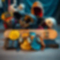 Essential skateboarding protective gear laid out