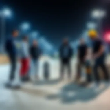 Group of skateboarders discussing safety practices