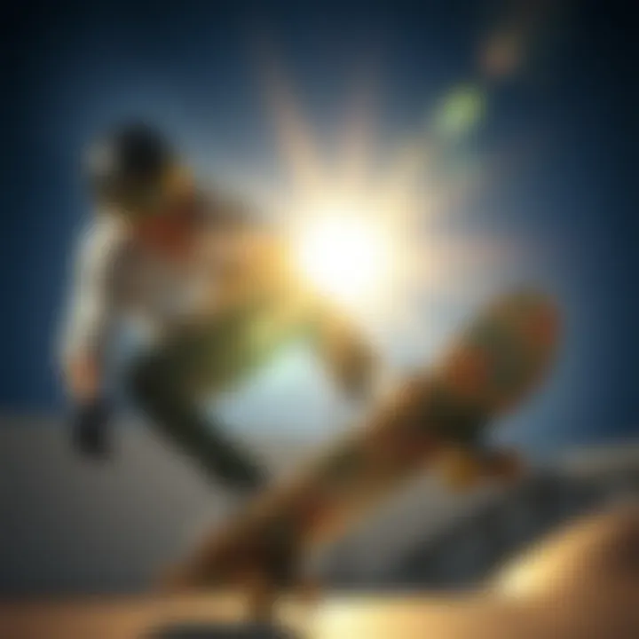 Skateboarder wearing safety gear while performing tricks