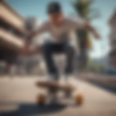 Tricks on Varying Skateboard Sizes Skater performing tricks on different skateboard sizes