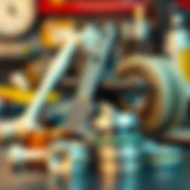 Maintenance tools for skateboard components displayed together