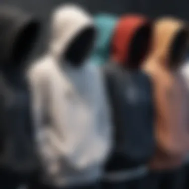 Brand Assortment Analysis An assortment of hoodies from various brands on display