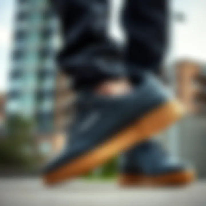 Street style fashion featuring Reebok Black and Gum sneakers in an urban environment