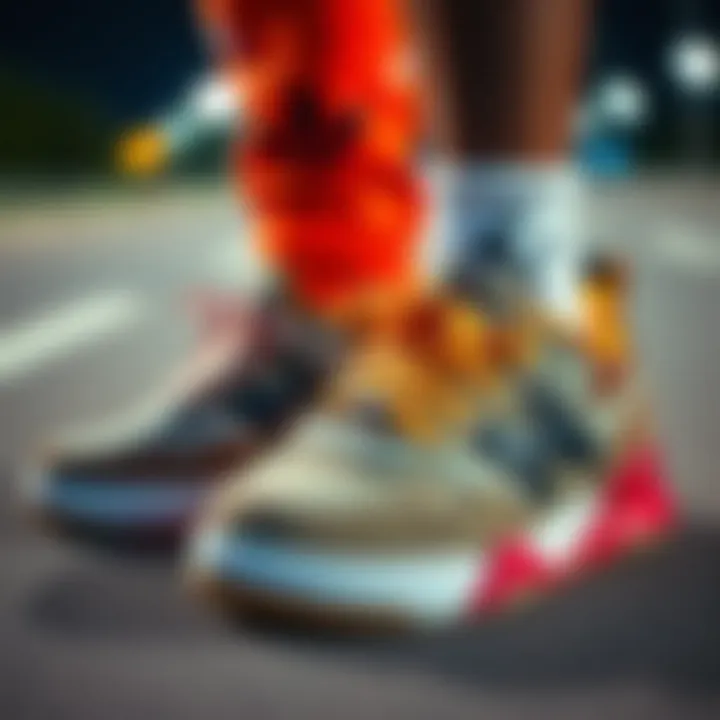 Stylish and Comfortable Skate Shoes Close-up of unique skate shoes that blend comfort and style