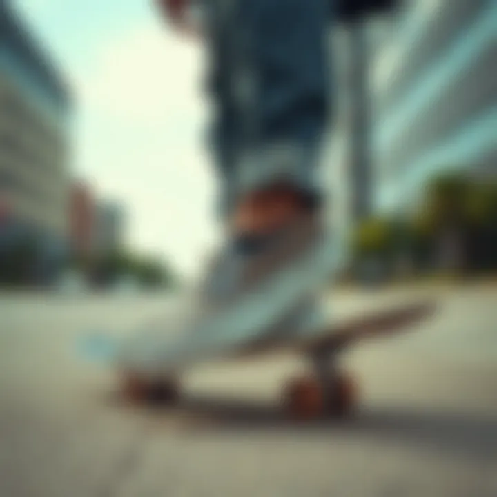 Skater showcasing Vans slip-ons in urban setting