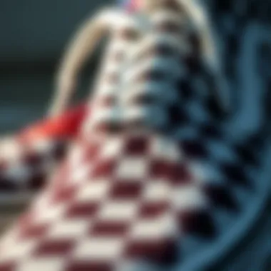 Close-up of the unique checkerboard pattern on the shoe