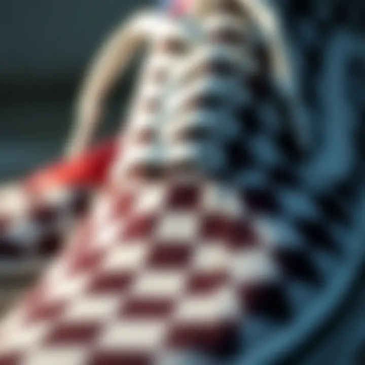 Close-up of the unique checkerboard pattern on the shoe