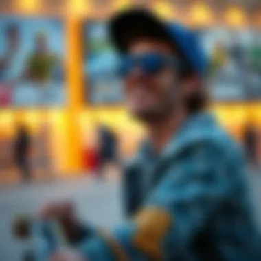 Happy skateboarder enjoying gear purchase