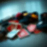 Skateboard gear laid out with discount tags